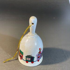 Christmas Train Hand Bell 3.5" Soldier Tree White Porcelain (268)